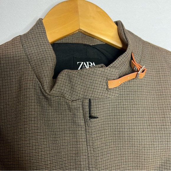 Zara Brown Check Zip Up Women’s Business Casual Vest Size M - Picture 4 of 9